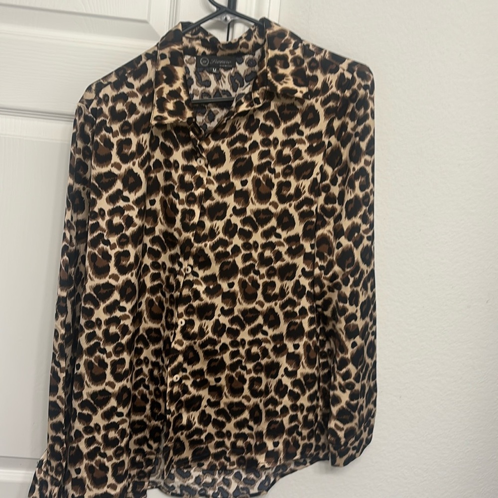 Leopard print button down shirt